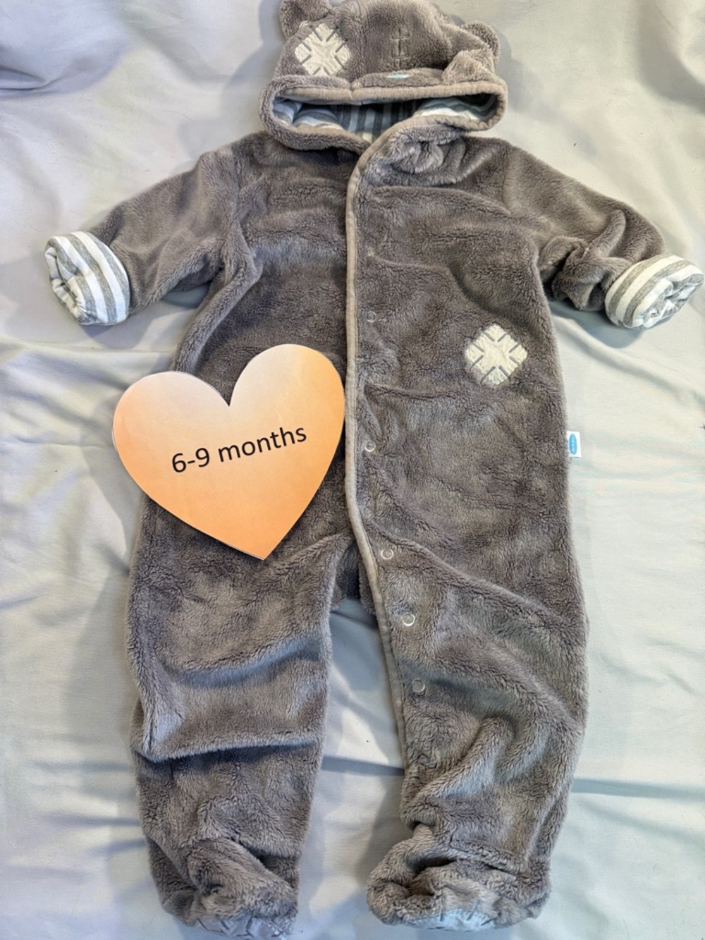 Marks & Spencer - Cozy Grey Plush Bear Hooded Hooded Bunting Bag
